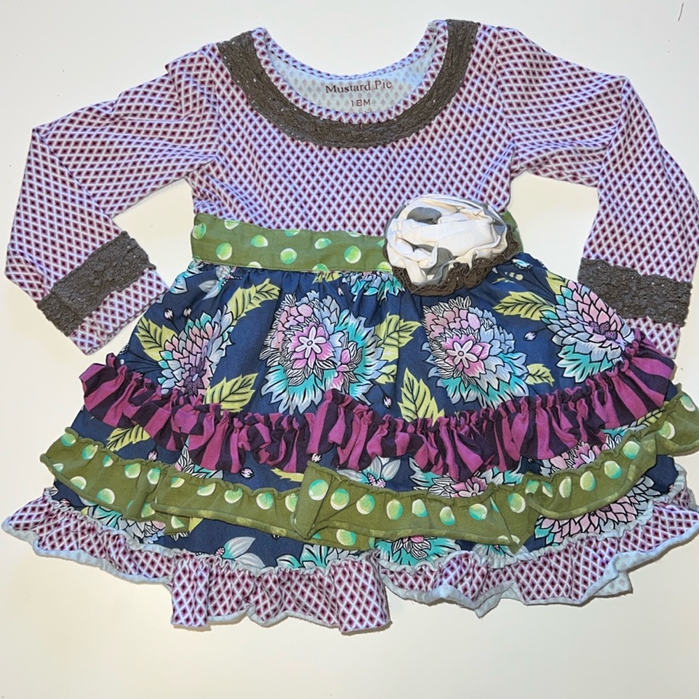 Girls 18 month Mustard Pie long sleeve dress